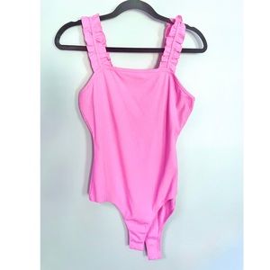 barbie pink ribbed bodysuit- size large but runs small